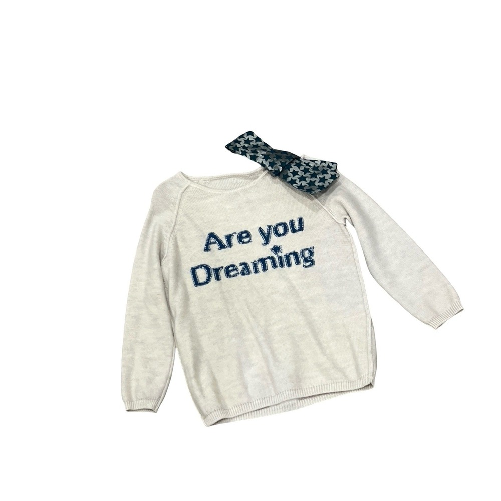 Sonia Rykiel Girl's   6 Sweater Wool Pullover Jumper Bow Gray Are You Dreaming - Picture 6 of 15